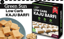 Load image into Gallery viewer, Green Sun Low Carb Kaju Barfi | 200 g | 2 g Net Carb Per Barfi | Keto Friendly| Sugar Free | Guilt Free Sweet | Tasty Diet Burfi | Desi Ghee |Fresh Cashews | Kaju Katli | Healthy | Super Foods | Low Calorie | High Protein | Low GI | Gift Box