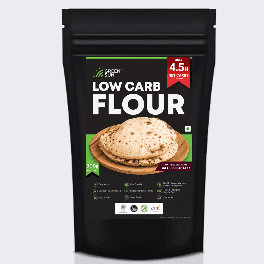 Green Sun Low Carb Flour 900g| Only 4.5 g Net Carbs Per Roti | Tasty & Easy to Make | Keto Friendly | Healthy Atta| High Fiber | High Protein | Super Foods | Dietitian Recommended | Weight watchers | Fitness Conscious | Family Atta