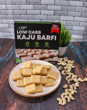 Load image into Gallery viewer, Green Sun Low Carb Kaju Barfi | 200 g | 2 g Net Carb Per Barfi | Keto Friendly| Sugar Free | Guilt Free Sweet | Tasty Diet Burfi | Desi Ghee |Fresh Cashews | Kaju Katli | Healthy | Super Foods | Low Calorie | High Protein | Low GI | Gift Box
