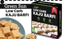 Load image into Gallery viewer, Green Sun Low Carb Kaju Barfi | 200 g | 2 g Net Carb Per Barfi | Keto Friendly| Sugar Free | Guilt Free Sweet | Tasty Diet Burfi | Desi Ghee |Fresh Cashews | Kaju Katli | Healthy | Super Foods | Low Calorie | High Protein | Low GI | Gift Box
